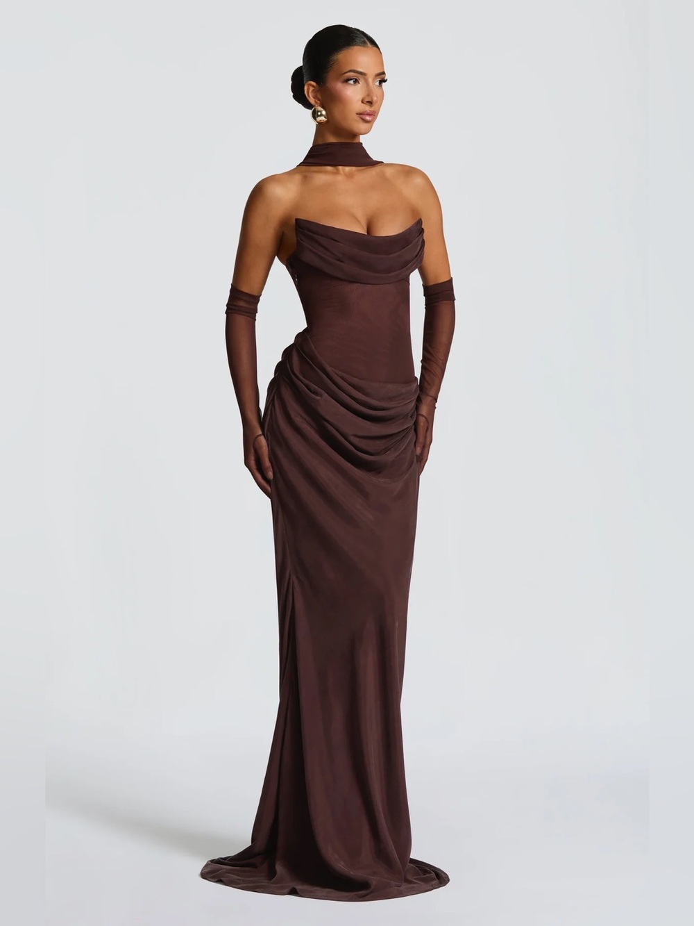 New BabyBoo LIORA MAXI DRESS PLUM BROWN Size Small - Picture 10 of 16